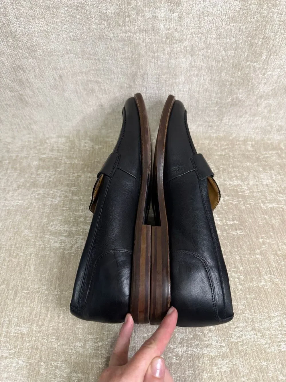 Aldo Men's Genuine Leather Slip-On Almond Toe Penny Loafer Shoes Black Size 13
